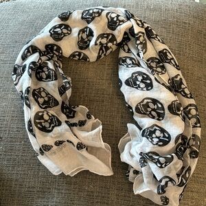 Women’s Sheer Pale Grey with Black Skull Scarf/Wrap
